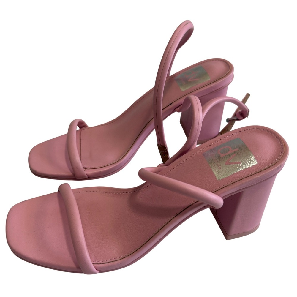 DV Dolce Vita Hydee Pink Block Heel Sandals Square Toe Ankle Strap Womens Size 6